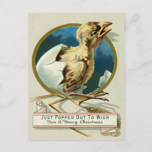 Postal Navidades de polluelos victorianos de época