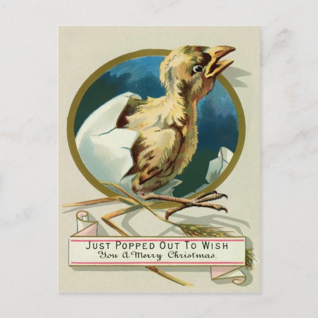 Postal Navidades de polluelos victorianos de época (Anverso)