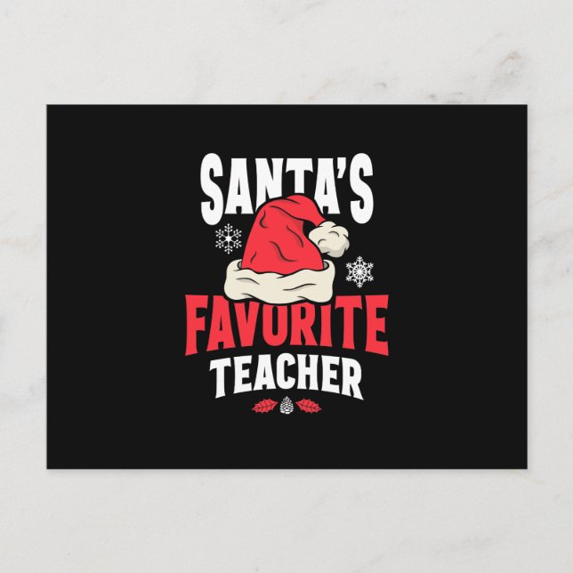 Postal Navidades de profesores favoritos de Santa Hat (Anverso)