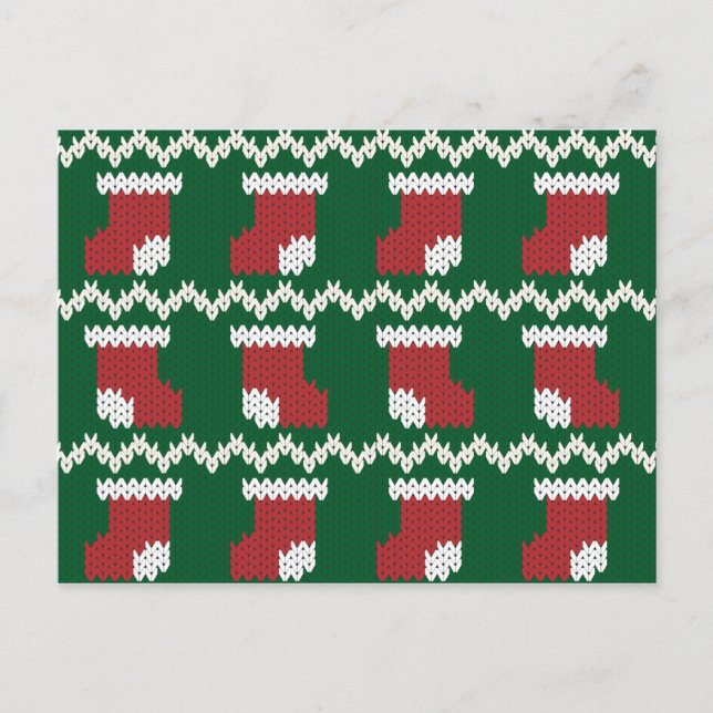 Postal Navidades de punto con patrón de calado (Anverso)
