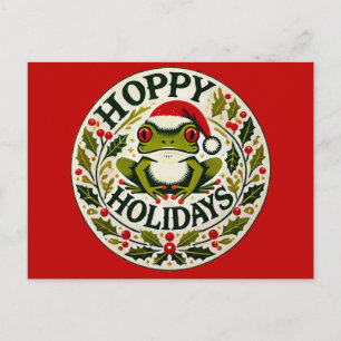 Postal Navidades de rana de Hoppy Holidays