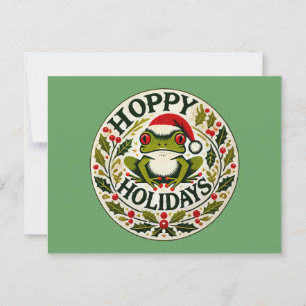 Postal Navidades de rana de Hoppy Holidays
