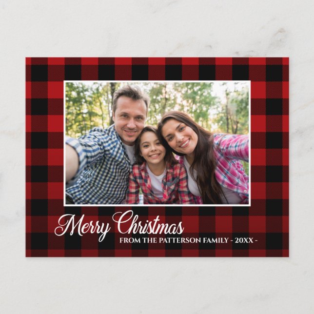 Postal Navidades de Red Plaid, guión gráfico de caligrafí (Anverso)