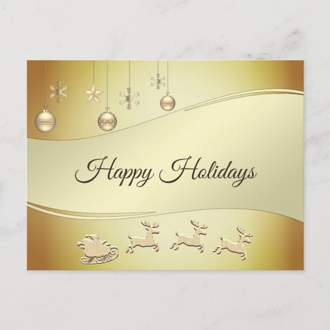 Postal Navidades de Reindeer Sleigh Balls Postcard (Anverso)