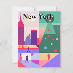 Postal Navidades de resumen geométrico Viajes en Nueva Yo