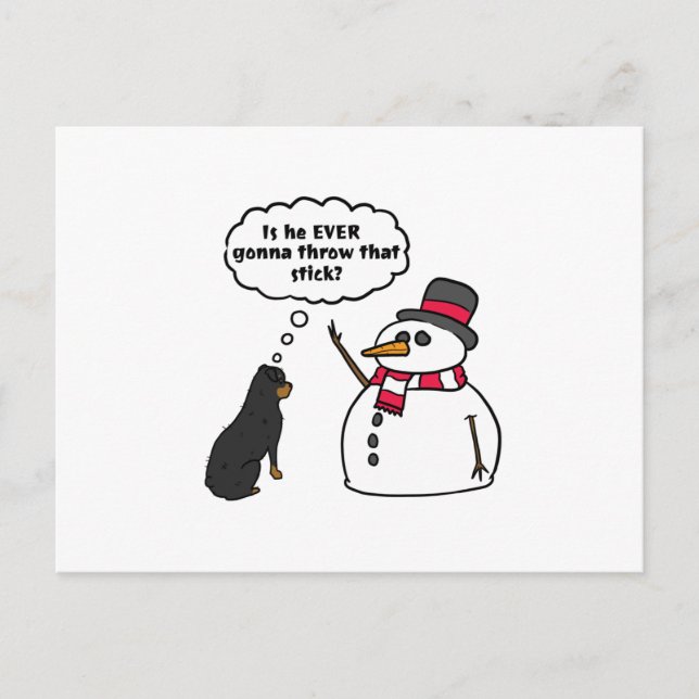 Postal Navidades de Rottweiler Snowman (Anverso)