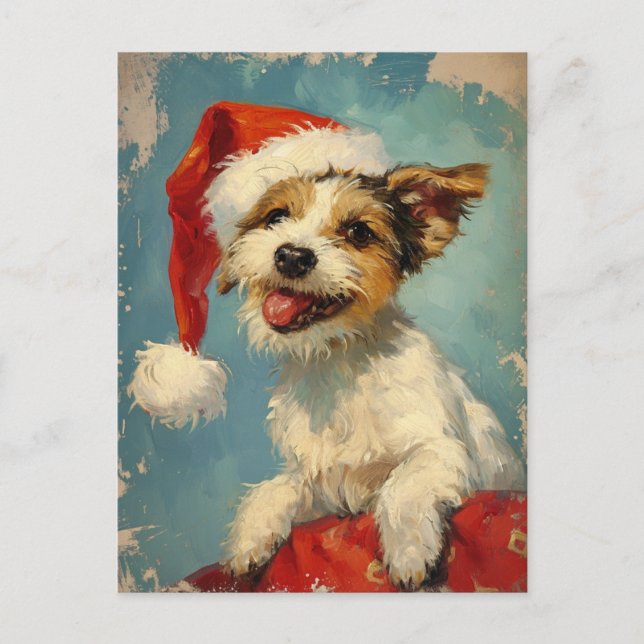 Postal Navidades de Russel Terrier (Anverso)