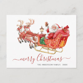 Postal Navidades de Santa Claus Sleigh saludan feriado