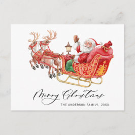 Postal Navidades de Santa Claus Sleigh saludan feriado