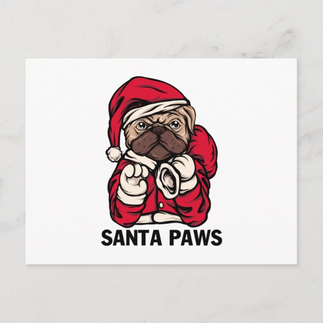 Postal Navidades de Santa Paws Ideas de Regalo de Bulldog (Anverso)