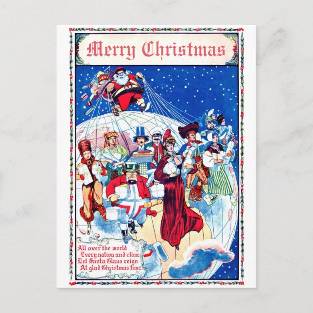 Postal Navidades de Santa por todo el mundo únicos (Anverso)