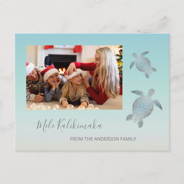 Postal Navidades de Sea Turtles Mele Kalikimaka | Nombre (Anverso)