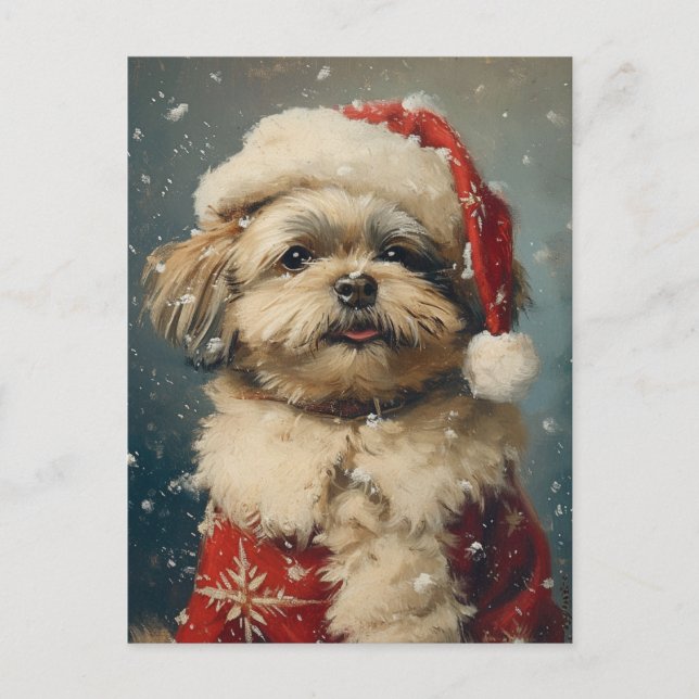 Postal Navidades de Shih Tzu (Anverso)