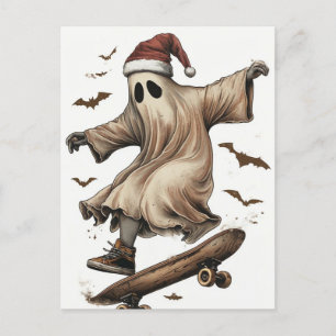 Postal Navidades de Skateboarding Santa Ghost
