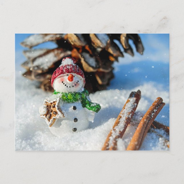 Postal Navidades de Snowman en vacaciones saludan (Anverso)