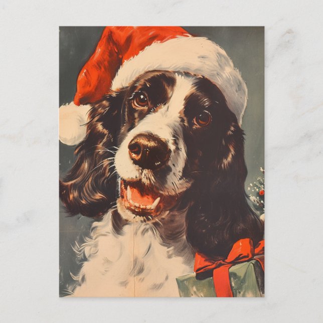 Postal Navidades de Springer Spaniel (Anverso)
