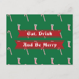 Postal Navidades de Stocking y Candy Cane