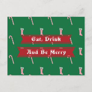 Postal Navidades de Stocking y Candy Cane