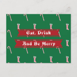 Postal Navidades de Stocking y Candy Cane