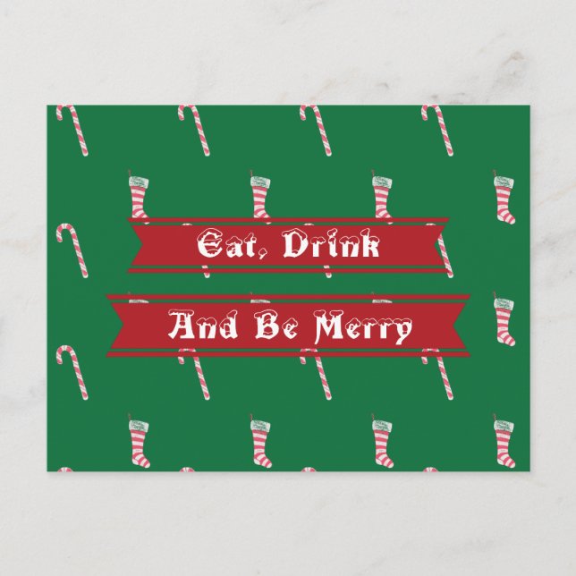 Postal Navidades de Stocking y Candy Cane (Anverso)