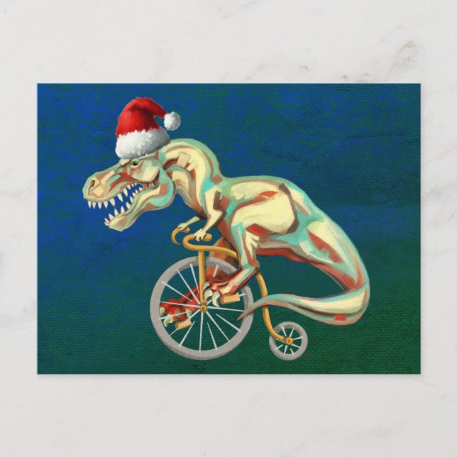 Postal Navidades de T-Rex Hipster (Anverso)