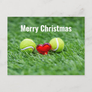 Postal Navidades de tenis con baile de tenis y corazón de
