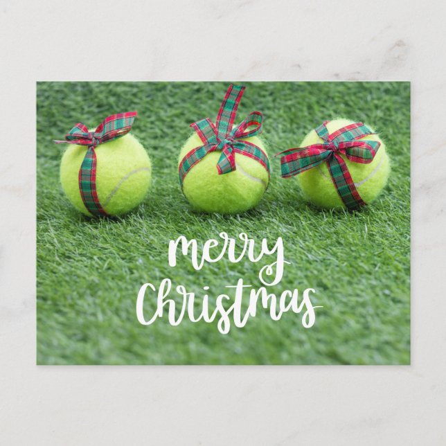 Postal Navidades de tenis con baile de tenis y regalos Po (Anverso)