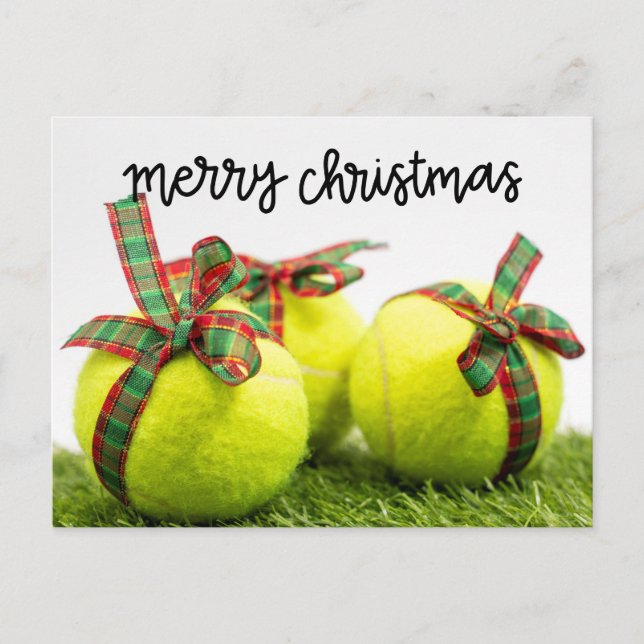 Postal Navidades de tenis con carta de baile y regalos (Anverso)