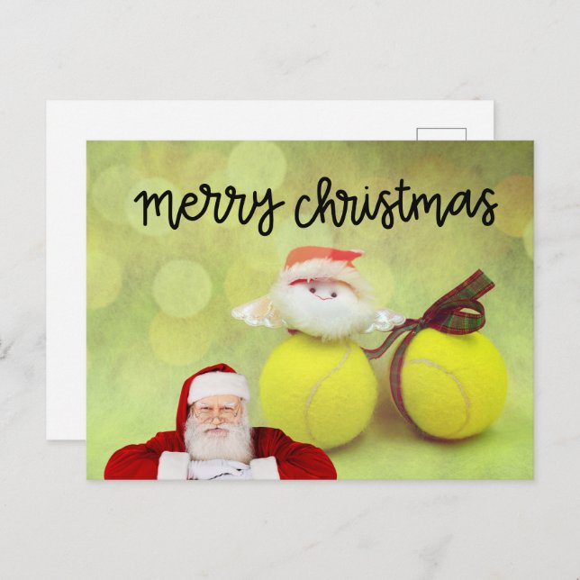 Postal Navidades de tenis con Santa Claus (Anverso / Reverso)
