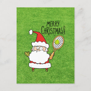 Postal Navidades de tenis con Santa Claus jugando al fútb