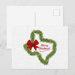 Postal Navidades de Texas escriben con arco rojo