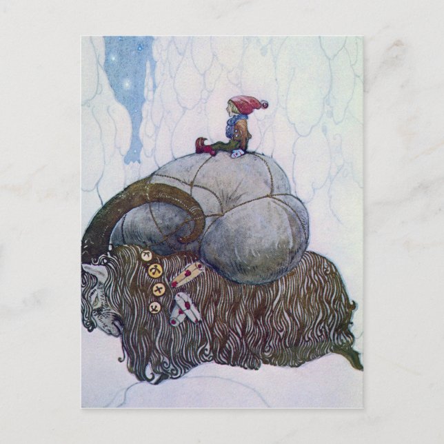 Postal navidades de "The Julbock" Goat por John Bauer (Anverso)