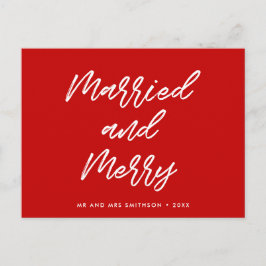 Postal Navidades de tipografía moderna casados y morosos