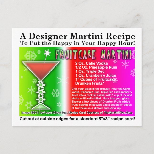 Postal Navidades de torta de frutas Martini Postcard (Anverso)