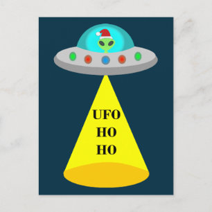 Postal Navidades de UFO Ho Ho Alien volador