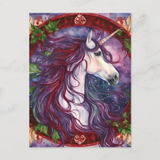 Postal Navidades de Unicorn Purple Mane (Anverso)