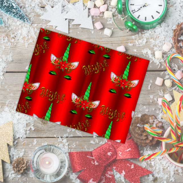 Postal Navidades de Unicornio creen que rojo (Subido por el creador)