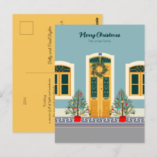 Postal Navidades de vacaciones Cartel de la casa festiva 