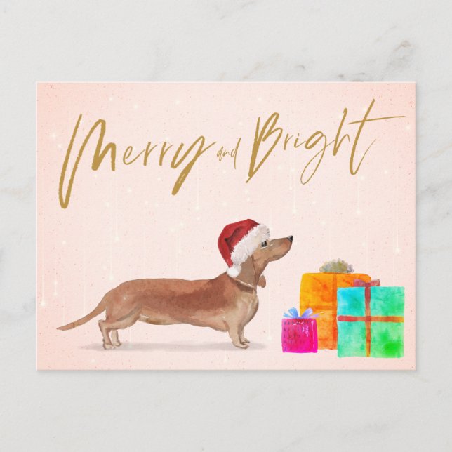 Postal Navidades de vacaciones Dachshund Perro Merry Brig (Anverso)