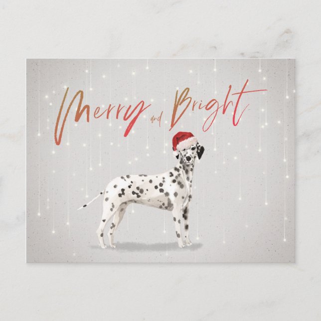 Postal Navidades de vacaciones Dalmatian Merry Bright (Anverso)