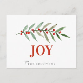 Postal Navidades de vacaciones JOY Winter Berry