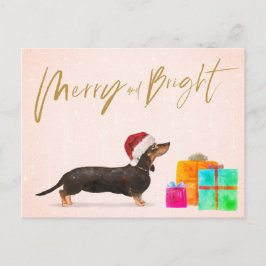 Postal Navidades de vacaciones Perro Dachshund Merry Brig