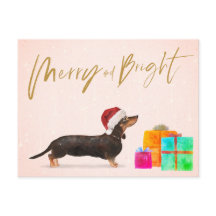 Navidades de vacaciones Perro Dachshund Merry Brig