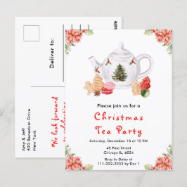Postal Navidades de vacaciones Tea Fiesta Rojo