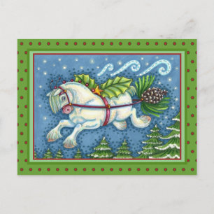 POSTAL NAVIDADES DE VUELO CUTO PONY TOMANDO PINECONE SLEI