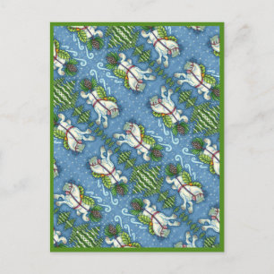 POSTAL NAVIDADES DE VUELO CUTO PONY TOMANDO PINECONE SLEI