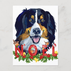 Postal Navidades de Watercolor Bernese Mountain Dog