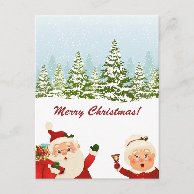 Postal Navidades de Winter Wonderland Santa y Mrs Claus (Anverso)