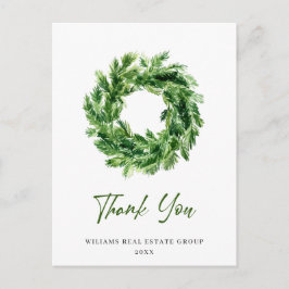 Postal Navidades de Wreath de Rama de Pino Festividad Gra