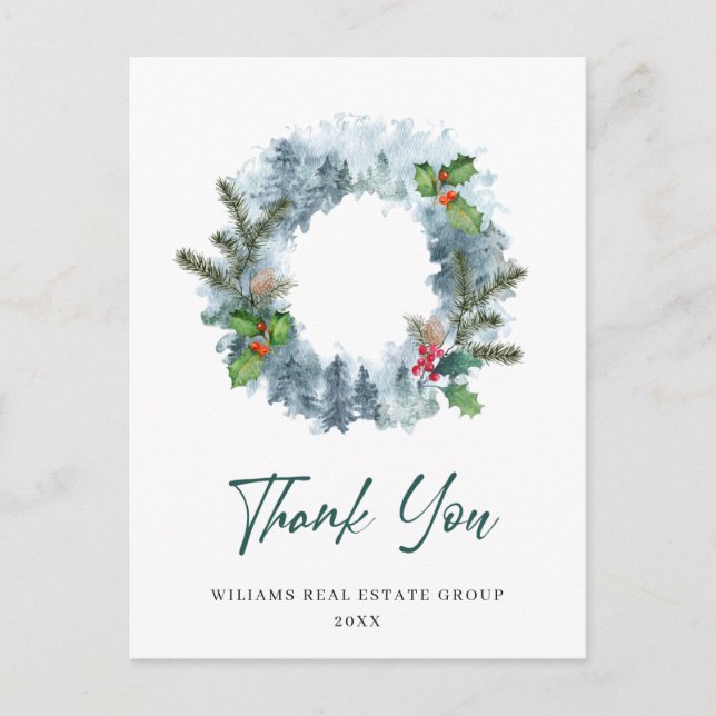 Postal Navidades de Wreath paisajistas Agradecimientos co (Anverso)
